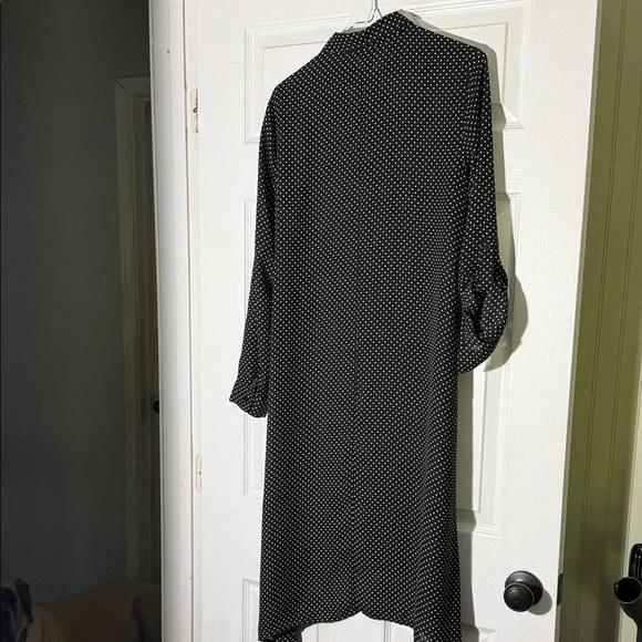 Fred David Black Dress with White Polka Dots — Long Sleeve Midi Shirt Dress - Picture 9 of 9